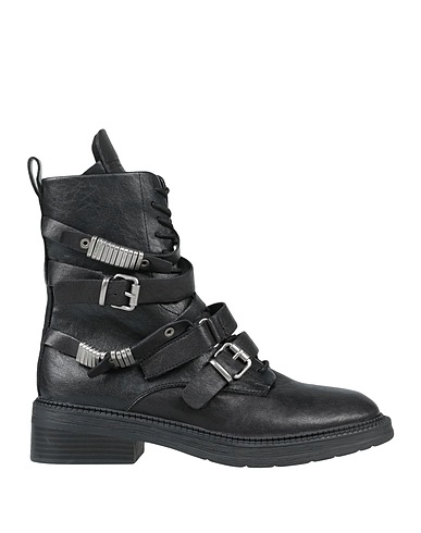 DKNY Ankle boot Black Leather, Textile fibres