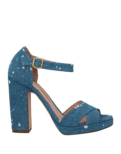 RUPERT SANDERSON Sandals Blue Textile fibres