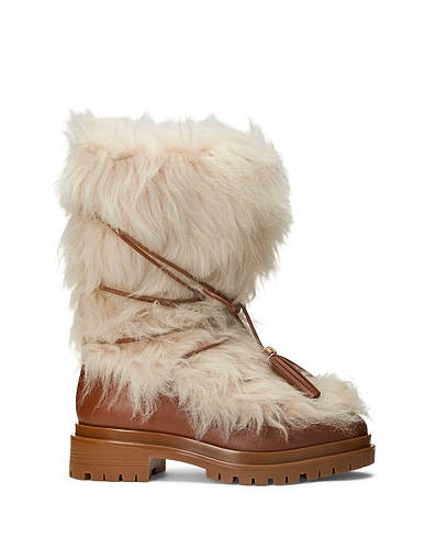 LAUREN RALPH LAUREN Boots CELIA SHEARLING & BURNISHED LEATHER BOOT
 Tan 70% Goat hair, 30% Cow leather