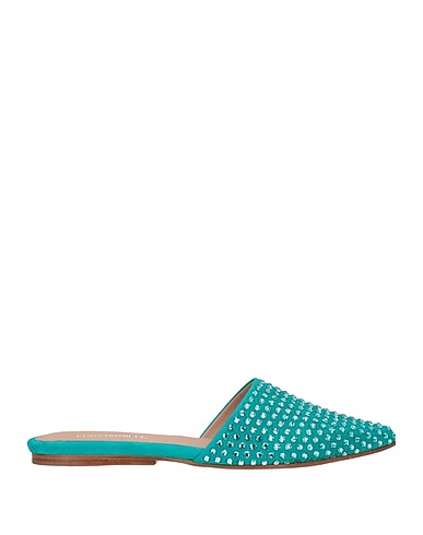 EDDY DANIELE Mules and clogs Turquoise Leather, Swarovski® Crystal