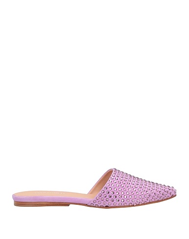 EDDY DANIELE Mules und Clogs Lila Leder, Swarovski® Kristall