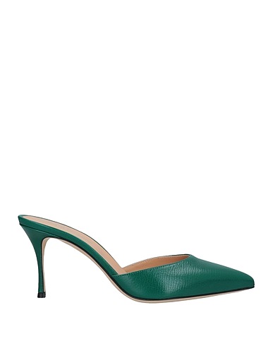 SERGIO ROSSI Mules and clogs Dark green Soft Leather