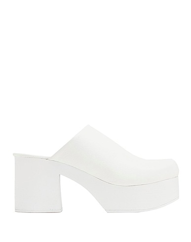 8 by YOOX Mules and clogs DRUMMED LEATHER CLOGS
 White 100% Calfskin