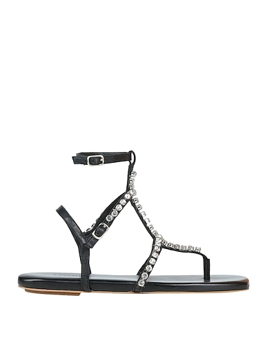 TWINSET Flip flops Black Textile fibres
