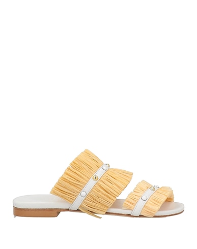 NCUB Sandals White Natural raffia, Soft Leather