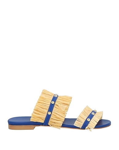 NCUB Sandales Bleu Raphia naturel, Cuir
