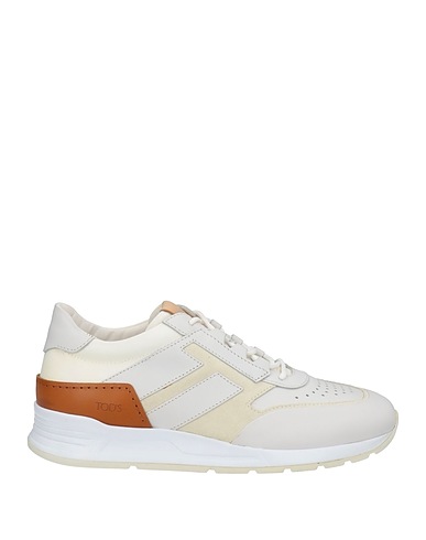 TOD'S Sneakers White Leather, Textile fibers