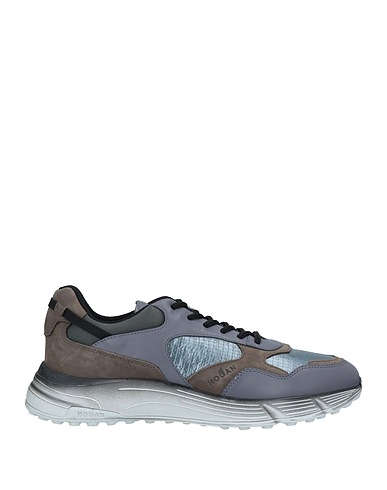 HOGAN Sneakers Slate blue Soft Leather, Textile fibers