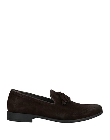 GREY DANIELE ALESSANDRINI Loafers Dark brown Soft Leather