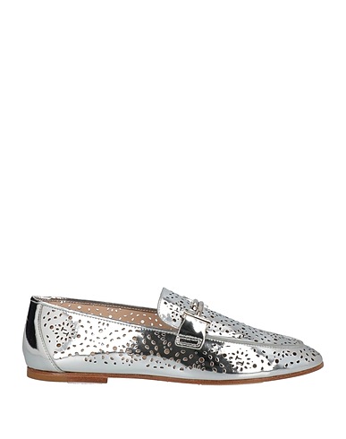 TOD'S Loafers Silver Soft Leather