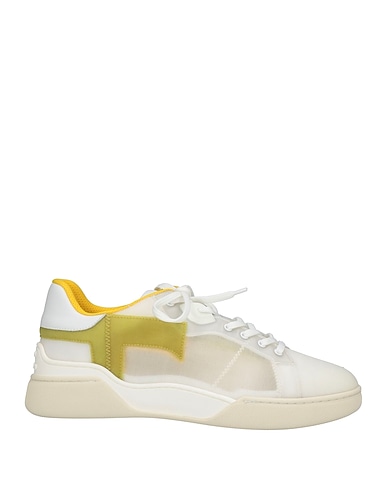 TOD'S Sneakers White Soft Leather, Textile fibres