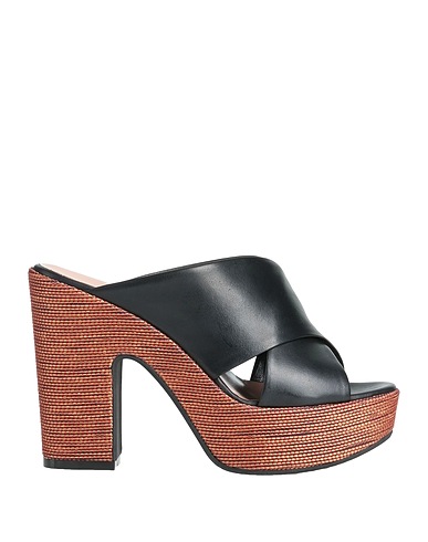 POLLINI Sandals Black Calfskin