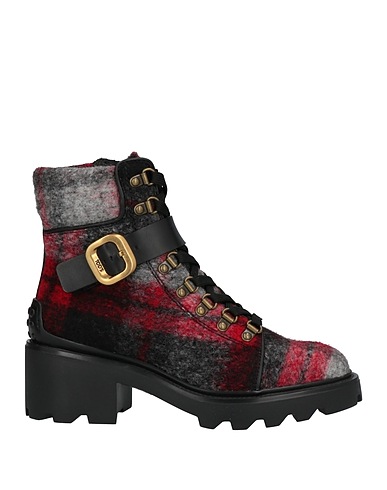 TOD'S Ankle boot Red Leather, Textile fibers