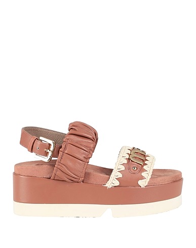 MOU Sandals Light brown Leather, Textile fibres