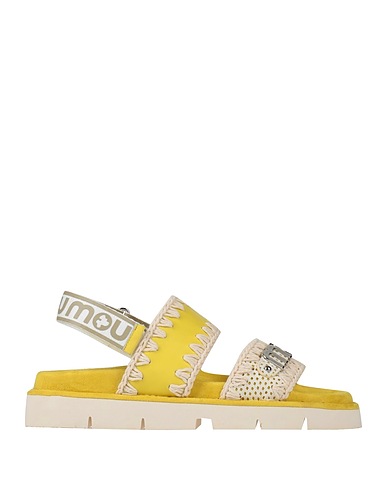 MOU Sandals Yellow Soft Leather, Textile fibers