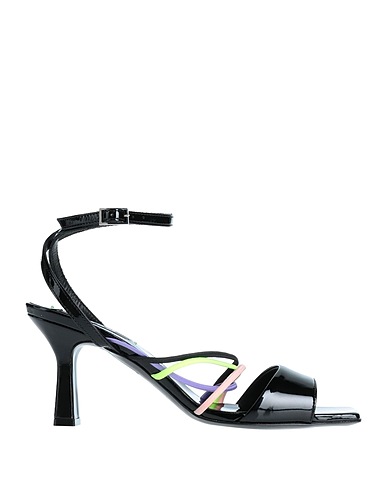 MSGM Sandals Black Soft Leather, Elastic fibres