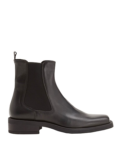 8 by YOOX Ankle boot LEATHER SQUARE TOE ANKLE BOOTS
 Black 100% Calfskin