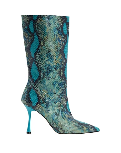 8 by YOOX Boots PYTHON LEATHER HEELED  BOOTS
 Pastel blue 100% Calfskin