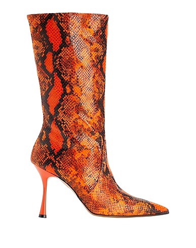8 by YOOX Boots PYTHON LEATHER HEELED  BOOTS
 Orange 100% Calfskin