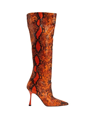 8 by YOOX Boots PYTHON LEATHER HEELED  BOOTS
 Orange 100% Calfskin