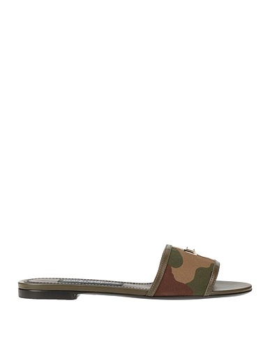 DOLCE&GABBANA Sandals Military green 75% Cotton, 25% Calfskin