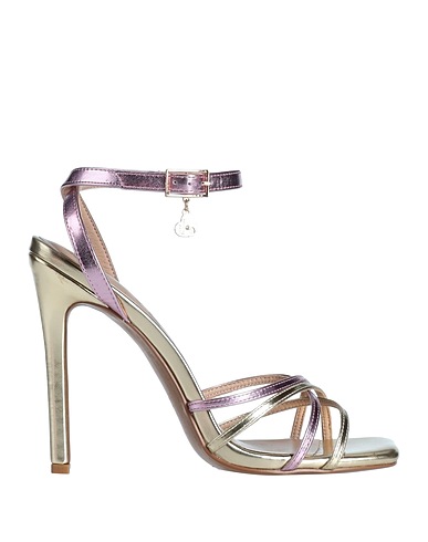 GAI MATTIOLO Sandals Platinum Textile fibres