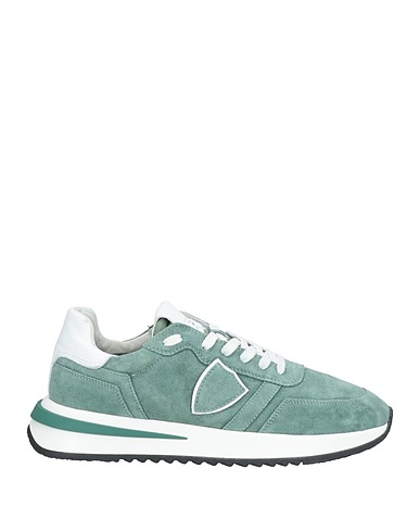PHILIPPE MODEL Sneakers Green Leather, Textile fibres