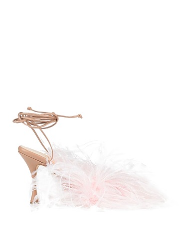 MAGDA BUTRYM Flip flops Light pink Leather, Ostrich feathers