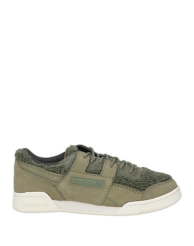 REEBOK Sneakers Military green Soft Leather, Textile fibres