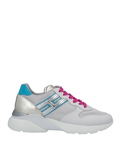 HOGAN Sneakers Silver Soft Leather, Textile fibres