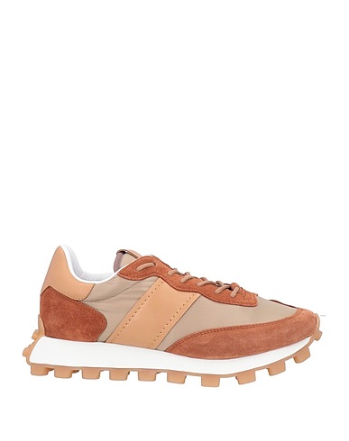 TOD'S Sneakers Brown Leather, Textile fibers