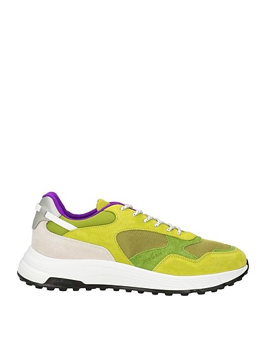 HOGAN Sneakers Green Leather, Textile fibers