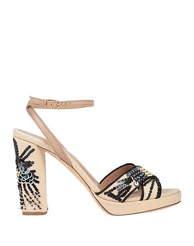MALÌPARMI Sandalen Beige Leder, Gewebefasern