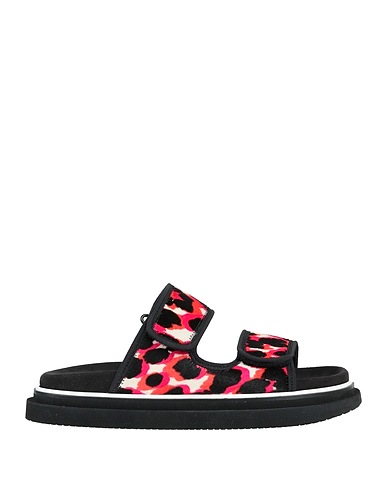 HOGAN Sandals Black Calfskin, Textile fibres