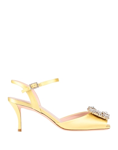 ROGER VIVIER Sandals Pastel yellow Leather, Textile fibres