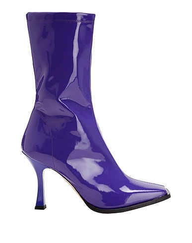 8 by YOOX Ankle boot GLOVE STRETCH LEATHER SQUARE TOE HEELED ANKLE BOOTS
 Purple 100% Polyurethane
