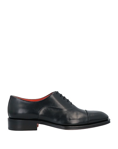 SANTONI Laced shoes Black Soft Leather