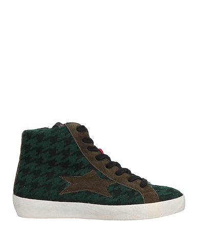 ISHIKAWA Sneakers Dark green Leather, Textile fibers