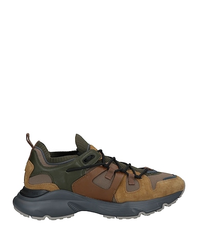 TOD'S Sneakers Military green Leather, Textile fibres