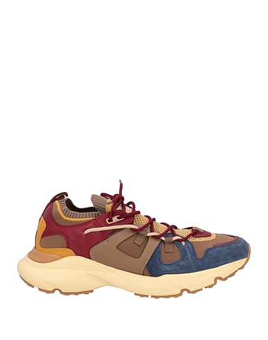 TOD'S Sneakers Burgundy Leather, Textile fibers