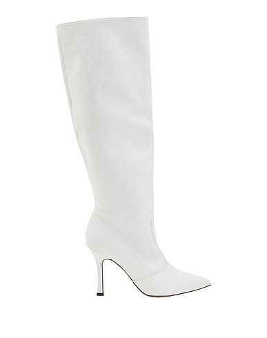 8 by YOOX Boots LEATHER POINTY TALL SCRUNCH BOOTS
 White Soft Leather