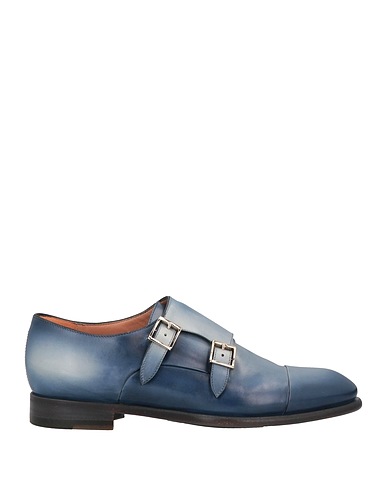 SANTONI Loafers Blue Soft Leather