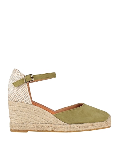 KANNA Espadrilles Sage green Leather, Textile fibers
