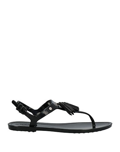 TOD'S Flip flops Black Rubber, Leather