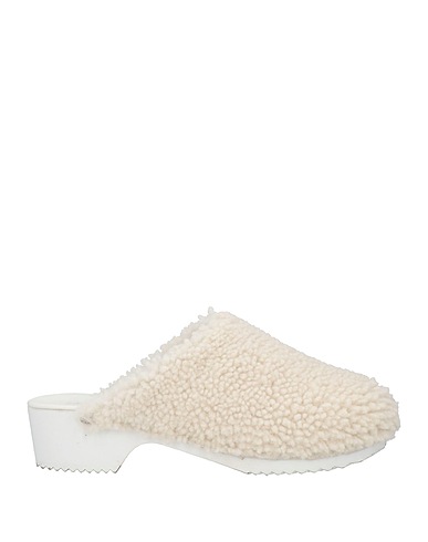 FIGURE DECORATIVE Mules and clogs Off white Textile fibers, Soft Leather