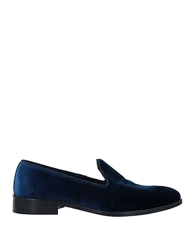 ANTICA CALZOLERIA CAMPANA Loafers Midnight blue Soft Leather, Textile fibers