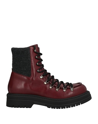 MICH SIMON Ankle boot Burgundy Soft Leather, Textile fibers