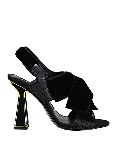 KAT MACONIE Sandals BOWIE 
 Black 70% Cotton, 25% Terylene, 5% Bovine leather