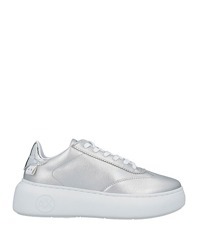 ARMANI EXCHANGE Sneakers Silver Soft Leather, Textile fibers