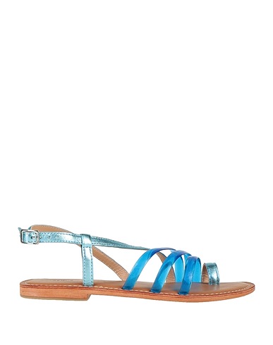 CB FUSION Flip flops Sky blue Leather, Textile fibres